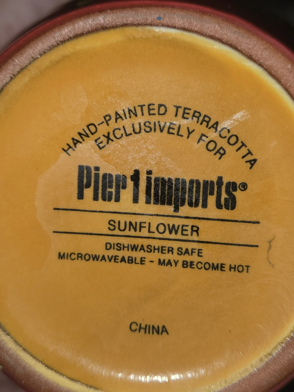 Pier 1 Imports Sunflower Coffee Mug Hand Painted Terracotta 12oz Set Of 2